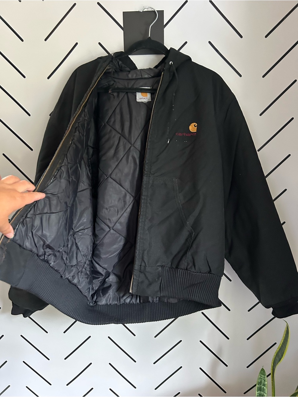 Vintage 90s carhartt men’s black insulated canvas jacket - Picture 3 of 9